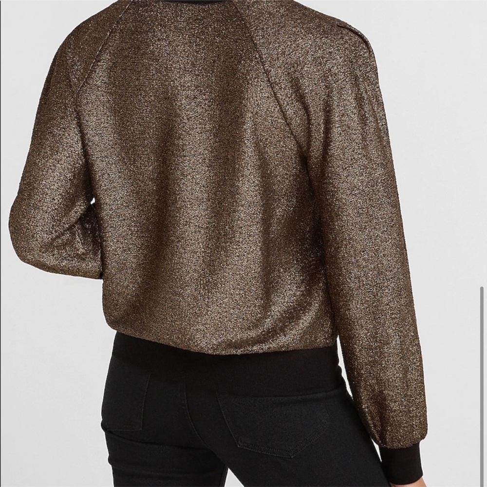 NWT Express Metallic Black/Gold Shimmer crew neck sweatershirt - Picture 5 of 11